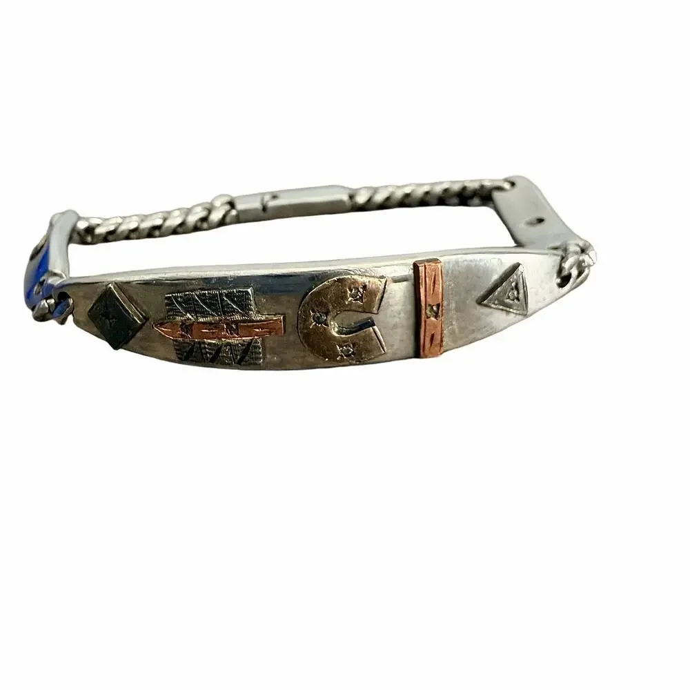 Unmarked Southwestern Native American Style Horseshoe Silver Bracelet